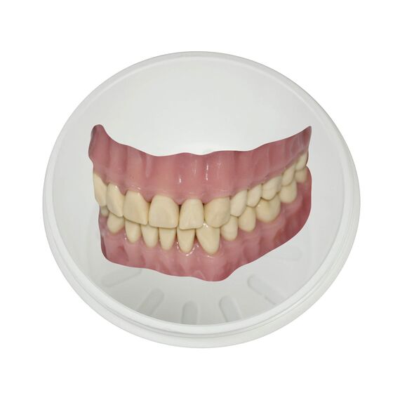 Medi-Inn Zahnprothesenbecher Zahnbehälter Zahnspangendose mit Sieb und Schraubdeckel weiß (1 Stück)