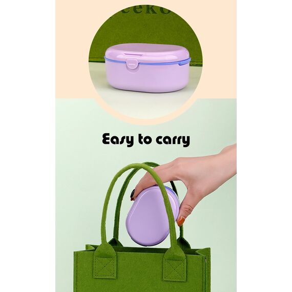MURRI&MURRDI Tragbare Zahnprothese Box, Prothese Box mit Sieb, Zahnersatzkoffer Reinigungsbox, Zahnersatz-Reinigungsbäder mit Spiegel, Falsche Zähne Lagerung Reinigung (D Lila)
