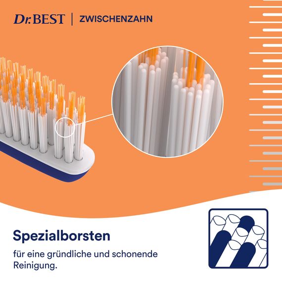 Dr.BEST Zahnbürste Interdent Aktiv, Mittel, Handzahnbürste, Plaque Entfernung, Tiefenreinigung, sanft zum Zahnfleisch, ergonomischer Griff, 1 Stück