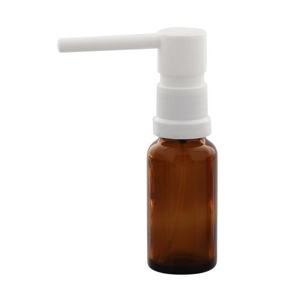 Braunglas Rachen-Spray Flasche mit Kosmetex Mund-Spray Sprühflasche Sprüher, 20 ml