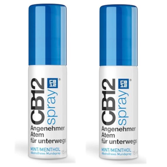 CB12 spray Doppelpack: Alkoholfreies Mundspray für angenehmen Atem unterwegs, Mint/Menthol gegen Mundgeruch