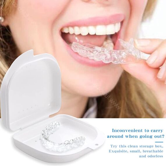 HUYIWEI Zahnspangenreiniger, Aufbewahrungsbox für Zahnspangen, Aufbewahrungsbox für Zahnspangen, zur Reinigung von Prothesen, Aufbewahrung von Prothesen (blaue Zahnbürste)
