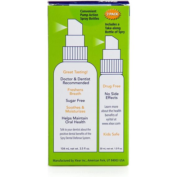 Spry Natürlicher Xylitol Feuchtigkeitsspendender Mundspray Gegen Mundgeruch – Probadent Gegen Mundgeruch mit Spearmint-Geschmack, 134 ml (Pack of 2)