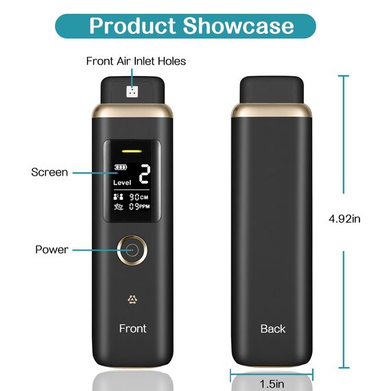 Mundgeruchs-Erfrischungsmonitor – Tragbarer Mundgeruchsdetektor, intelligentes Mundgeruchsmessgerät speziell für die Mundhöhle mit Geruchsprüfung, 32-Bit-Chip für präzise Geruchserkennung – Schwarz