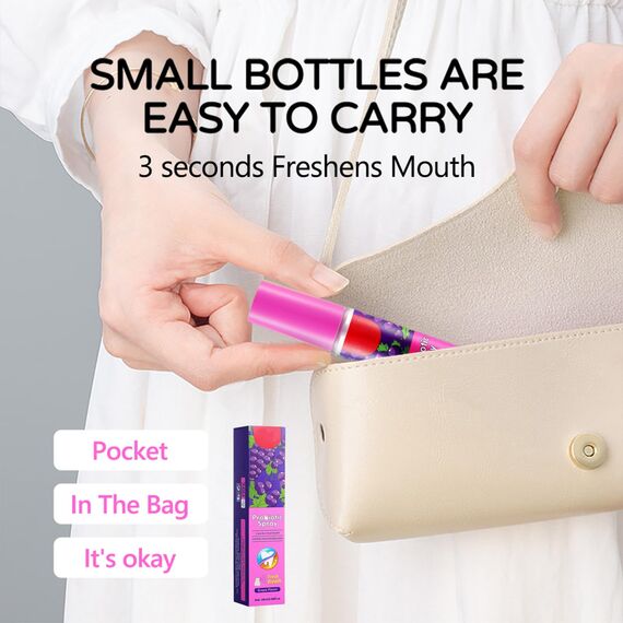 Mundspray, Mundspray Gegen Mundgeruch, Mundgeruch Spray mit Fruchtgeschmack,Erfrischungsspray, FüR Nachhaltig Frischen Atem- frischer Atem Spray (Traubengeschmack 1x20ml)
