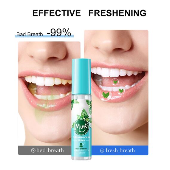 Mundspray Für Frischen Atem,Fruchtgeschmack,Menthol,Gegen Mundgeruch,Reduziert Trockenheit,Praktisch Für Unterwegs