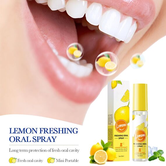 Lemon Mundspray, 18ML, Mundspray mit Fruchtgeschmack,Atemerfrischer Mundgeruchspflege Mundspray, Bekämpft Mundgeruch und Mundtrockenheit, Hält den Atem Frisch