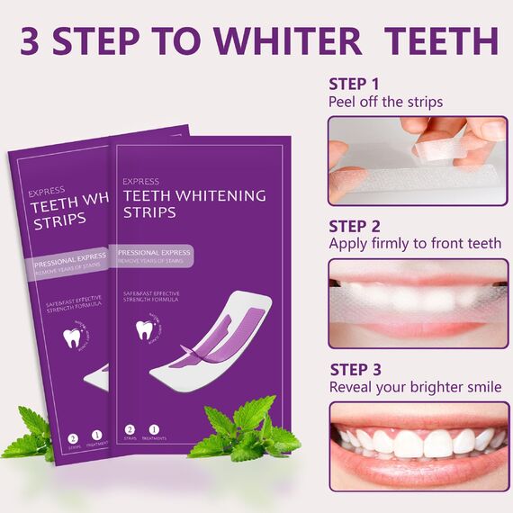 Whitening Strips for Yellow Teeth, Purple Teeth Whitening Strips, Tooth Cleaning Strip, Tooth Stain Remover Strip (2box)