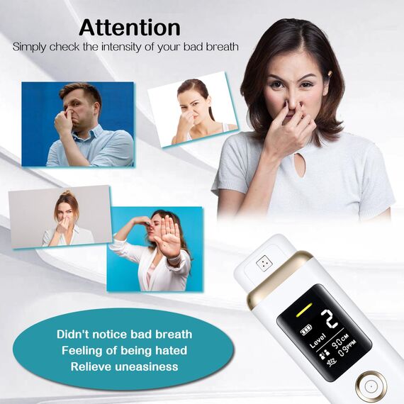 Mundgeruchserkennungs Professioneller und Kontrollgerät – Intelligenter Mundgeruchsmonitor für Einfache Mundhygiene (Weiß)