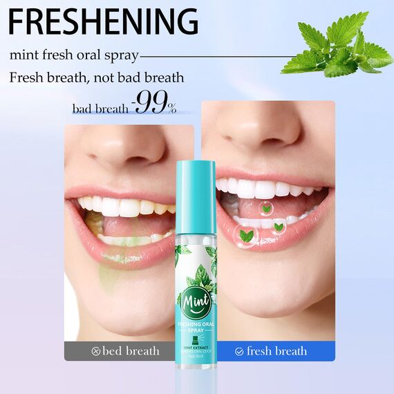 Minze Mundspray, 18ML, Mundspray mit Fruchtgeschmack,Atemerfrischer Mundgeruchspflege Mundspray, Bekämpft Mundgeruch, Hält den Atem Frisch, Reduziert das Gefühl von Mundtrockenheit
