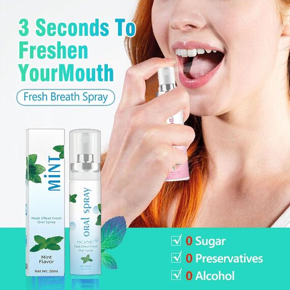 Mundspray Mit Fruchtgeschmack, 20 ml Atemerfrischer Mundspray, Gegen Mundgeruch Tragbares Spray für Frischen Atem - Minze