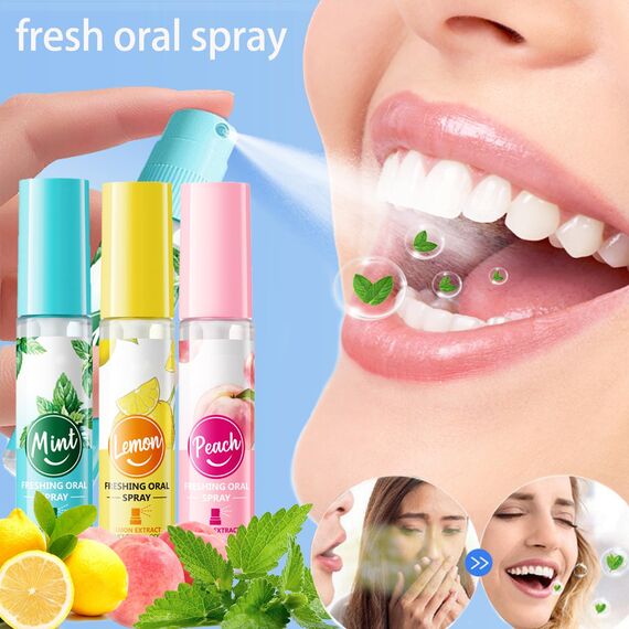 Minze Mundspray, 18ML, Mundspray mit Fruchtgeschmack,Atemerfrischer Mundgeruchspflege Mundspray, Bekämpft Mundgeruch, Hält den Atem Frisch, Reduziert das Gefühl von Mundtrockenheit