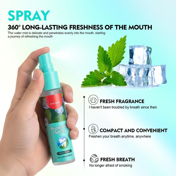 Mundspray Gegen Mundgeruch,Mundspray Mit Minz,Mundgeruchspray Zur TäGlichen Mundpflege,18ml,Tragbares,Alkohol- & Zuckerfreies,Tragbar FüR Alltag & Reisen