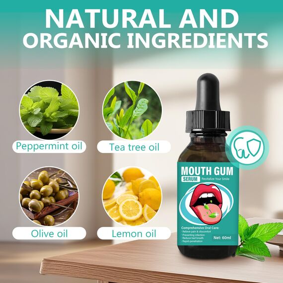 Zahnfleisch-Wiederherstellungstropfen – natürliche Zahnfleischregeneration, frischer Atem und tragbare Mundpflegelösung, bekämpft trockenen Mund, Mundgeruch, Mandelstein und Zahnfleischentzündung
