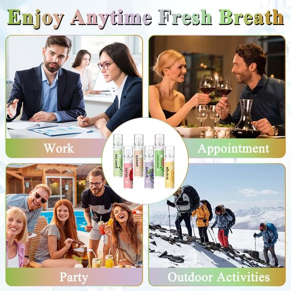 6 Stück Mundspray mit Fruchtgeschmack, Mundspray Gegen Mundgeruch,Tragbar erfrischendes Mundspray,Reduzieren Sie Mundtrockenheit und Halten Sie Den Atem Frisch (22ml)