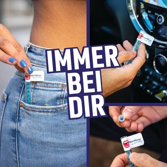 PaperMints CoolCaps – Zuckerfreie Minz-Perlen für frischen Atem, trockenen Mund & Mundgeruch – Doppelwirkung, 6 Röhrchen à 18 Kapseln