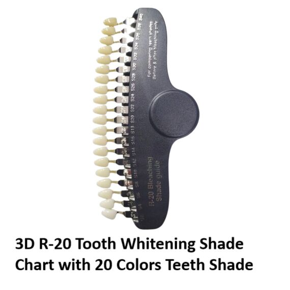 Telituny Farbkarten Zähne, 20 Farben Zahnfarbvergleicher, Dental Teeth Shade Guide, Zahnaufhellungsset, zum Vergleich der Zahnfarbe vor und nach der Zahnaufhellung