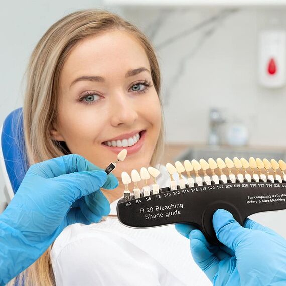 Telituny Farbkarten Zähne, 20 Farben Zahnfarbvergleicher, Dental Teeth Shade Guide, Zahnaufhellungsset, zum Vergleich der Zahnfarbe vor und nach der Zahnaufhellung