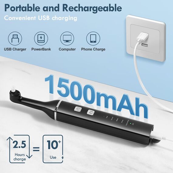 Zahnreinigung Zahnaufhellungsset, Zahnpolierer mit 5 Modi für Zahnreinigung & Zähne Aufhellen, zum Polieren nach der Zahnreinigung, Zahnaufhellung Bleaching Set mit 5 Köpfen