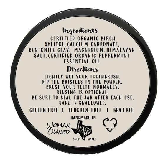 Organic Vegan Fluoride Free Tooth Powder Peppermint Formula 3.5oz (3 month supply) by SimplySooney Tooth Powder