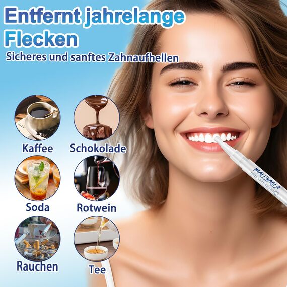 Zahnaufhellung Stift (4 Pens), Quick Zahnweiss Bleaching Gel, Fast Zahnbleaching Set, Wirksamer Zahnweiss Stift, Zahn Weissmacher Hilft Flecken Zu Entfernen