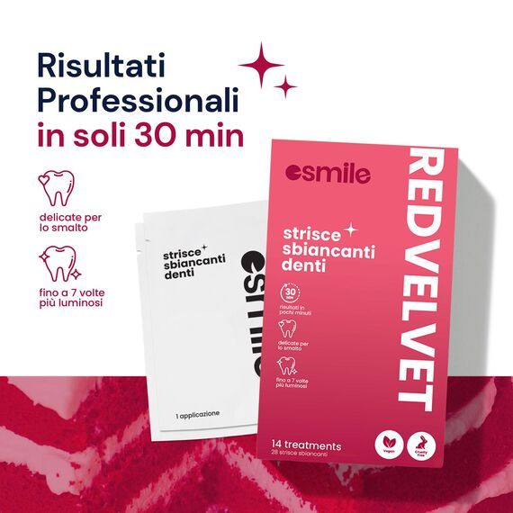 ESMILE – 28 Whitening Strips mit Red Velvet Geschmack – Teeth Whitening Strips für Zahnbleaching Zuhause – 14 Behandlungen