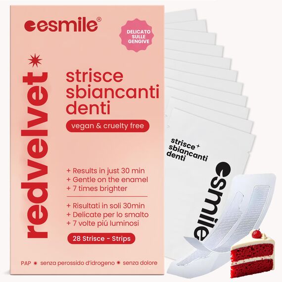 ESMILE – 28 Whitening Strips mit Red Velvet Geschmack – Teeth Whitening Strips für Zahnbleaching Zuhause – 14 Behandlungen