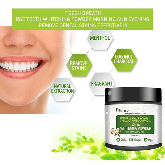 SUNATORIA Aktivkohle Zähneaufhellungspulver – Produkt Natürlicher Kokosnuss-Weißener – effektiver Entferner von Zahnflecken für EIN natürlicheres und weißeres Lächeln – verbesserte Formel 2018