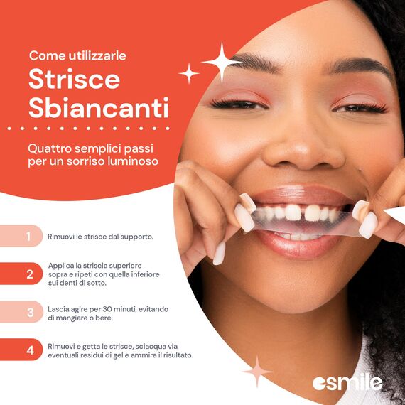 ESMILE 28 Streifen zum Aufhellen von Früchten mit Wassermelonen-Geschmack, professionelle Behandlung zu Hause, schnell und sicher, 14 Behandlungen ideal für Ihre Mundhygiene