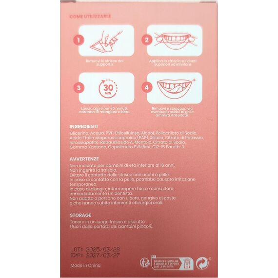 ESMILE 28 Streifen zum Aufhellen von Früchten mit Pfirsichgeschmack, professionelle Behandlung zu Hause, schnell und sicher, 14 Behandlungen ideal für Ihre Mundhygiene