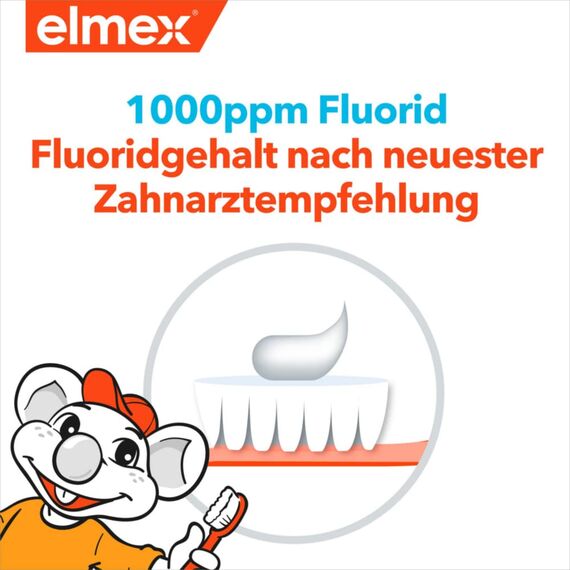 elmex Kinderzahnpasta 2-6 Jahre 50ml Paste– kindgerechte Zahnreinigung für hochwirksamen Kariesschutz – mit Aminfluorid für einen Dreifach-Schutzmechanismus (Packung mit 2)