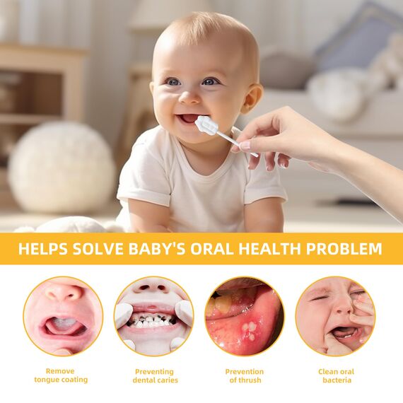 EASICUTI Upgrade Baby Zungenreiniger, 52 Stück Neugeborene Baby Zahnbürste, Baby Mundreiniger, Einweg Säuglingszahnbürste, Baby Mundreiniger, Zahnpflege für 0–36 Monate + 2-Finger-Zahnbürste