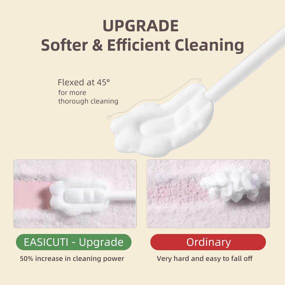 EASICUTI Upgrade Baby Zungenreiniger, 52 Stück Neugeborene Baby Zahnbürste, Baby Mundreiniger, Einweg Säuglingszahnbürste, Baby Mundreiniger, Zahnpflege für 0–36 Monate + 2-Finger-Zahnbürste