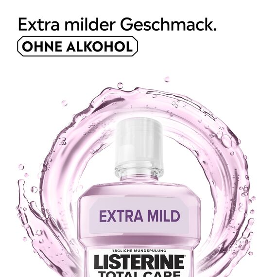 LISTERINE Total Care Extra Mild (6x 500 ml), schützende Mundspülung ohne Alkohol, mild im Geschmack, Mundwasser bekämpft wirksam Bakterien