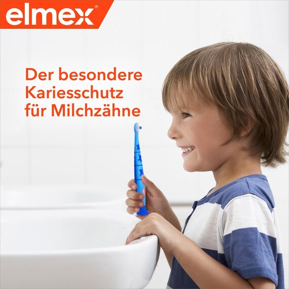elmex Kinderzahnpasta 2-6 Jahre 2x50ml – kindgerechte Zahnreinigung für hochwirksamen Kariesschutz – mit Aminfluorid für einen Dreifach-Schutzmechanismus