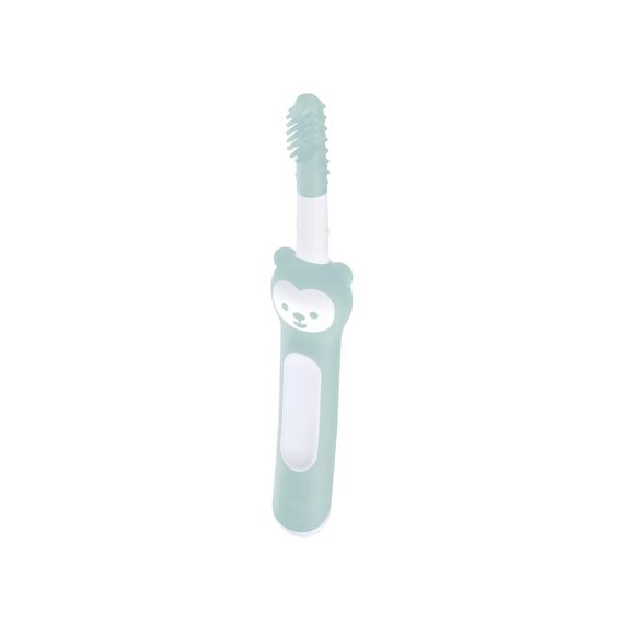 MAM Massaging Brush mit weichen Silikonborsten, gewöhnt Babys an die tägliche Zahnreinigung, Baby Zahnbürste zur Linderung von Zahnungsschmerzen, ab 3+ Monate, türkis, Türkis-massagekopf