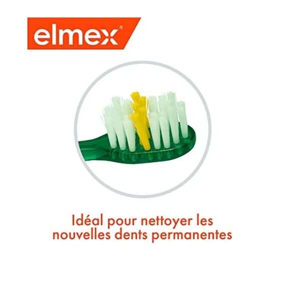 ELMEX - Junior Zahnbürste 6-12 Jahre (weich) + Elmex Zahnpasta gegen Karies Kinder (12 ml) zufällige Farbauswahl