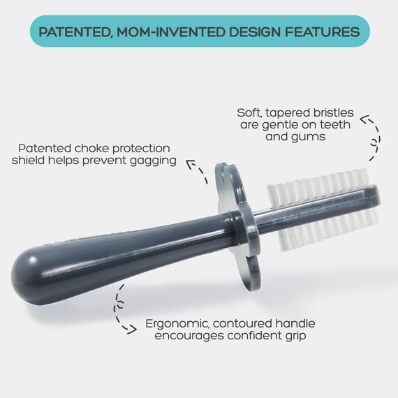 Grabease Baby-Zahnbürste, doppelseitige Zahnbürste, Fingerzahnbürste für Kleinkinder, Säuglingszahnbürste, BPA-frei und Phthalatfrei, für Babys und Kleinkinder, 1 Packung, Grau