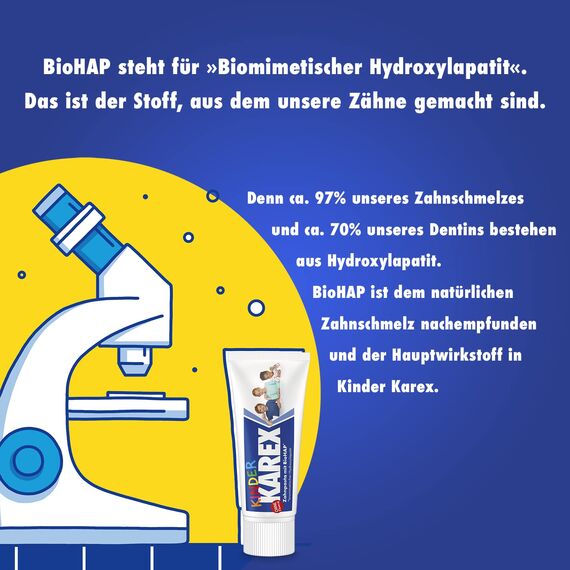 Kinder KAREX Zahnpasta - 1 x 50 ml - Kariesschutz für Kinder ab 0 Jahren – mit BioHAP, ohne Fluorid – ab dem ersten Milchzahn
