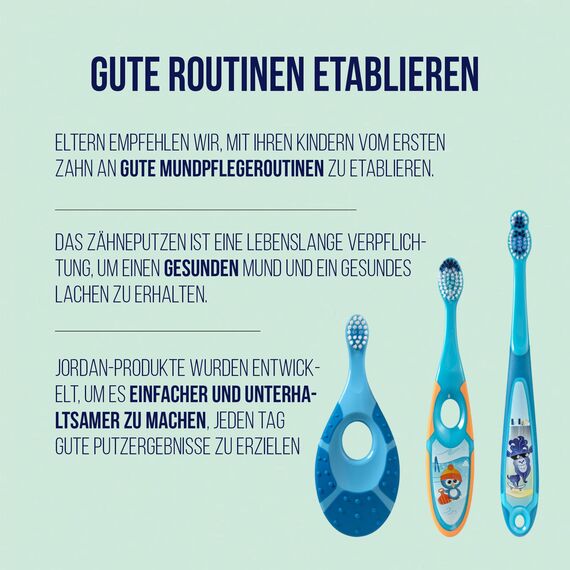 Jordan ® | Step 1 Baby Zahnbürste | Baby Zahnbürste 0-2 Jahre | Die Original Kleinkindzahnbürste mit extra weichen Borsten und weichem Beißring für Babygummis und Easy Grip | Gemischt | 2-pack