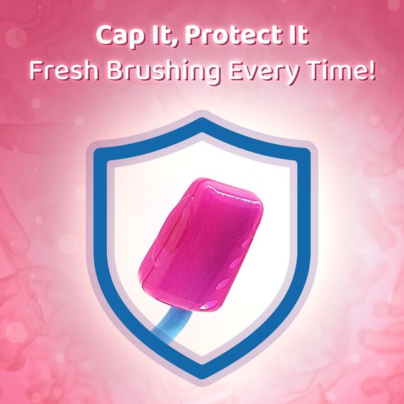 Barbie Zahnbürste mit Schutzkappe, Saugnapf, bequemem Griff und weichen Borsten für Kinder