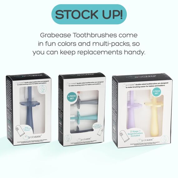 Grabease Baby-Fingerzahnbürste, Babybad, doppelseitige Zahnbürste, BPA- und Phthalatfrei, 1 Packung, Rouge