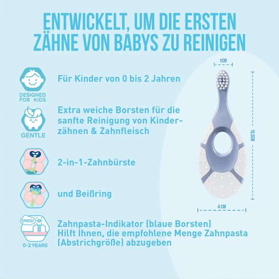 Jordan ® | Step 1 Baby Zahnbürste | Baby Zahnbürste 0-2 Jahre | Die Original Kleinkindzahnbürste mit extra weichen Borsten und weichem Beißring für Babygummis und Easy Grip | Rosa und Lila | 2-pack