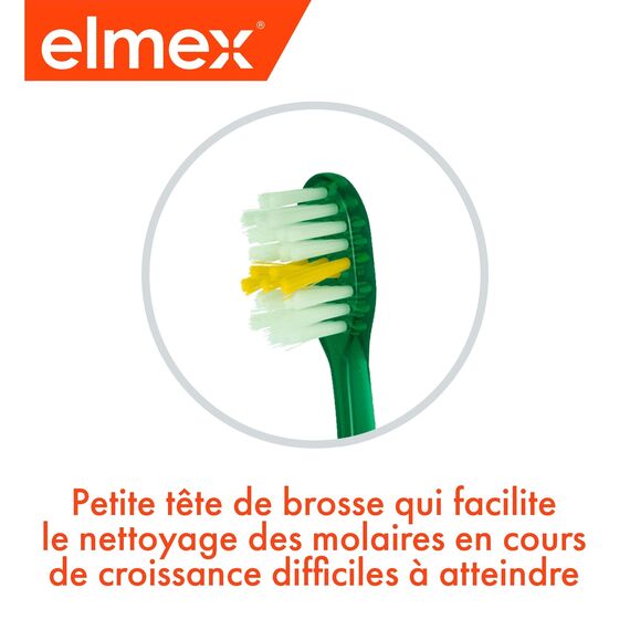 ELMEX - Junior Zahnbürste 6-12 Jahre (weich) + Elmex Zahnpasta gegen Karies Kinder (12 ml) zufällige Farbauswahl