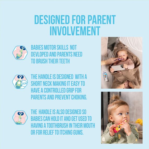 Jordan ® | Step 1 Baby Zahnbürste | Baby Zahnbürste 0-2 Jahre | Die Original Kleinkindzahnbürste mit extra weichen Borsten und weichem Beißring für Babygummis und Easy Grip | Rosa und Lila | 4-pack