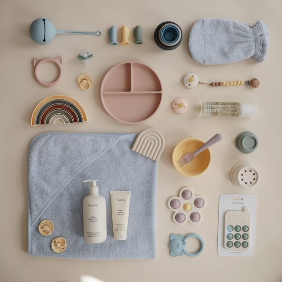 Mushie Fingerzahnbürste für Babys & Kleinkinder 2er Packung | Beruhigen & Stimuliert das Zahnfleisch, 0-2 Jahre | Sichere & Hochwertige für Kleinkinder Kinder Jungs & Mädchen | Tradewinds/Stone