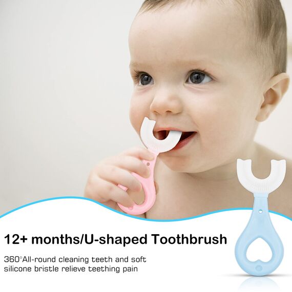 6-in-1 Baby-Trainingszahnbürsten-Set, Zahnbürste für Säuglinge bis Kleinkinder, Mundpflege, lebensmittelechtes Silikon, extra weiche Borsten, perfekt für 6+, 12+, 24+ Monate