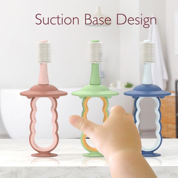 Momcozy Baby Zahnbürste, Kleinkind Zahnbürste 1-2, Säuglingszahnbürste 6 bis 12 Monate und älter, Mundreiniger, Baby Zungenreiniger, Grün