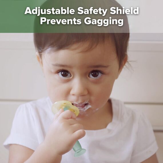 Haakaa 360 ° Baby-Zahnbürste, 100% Silikon, 6 Monate, Saugbasis zusammen, auch Spielzeug für Babys (blau)