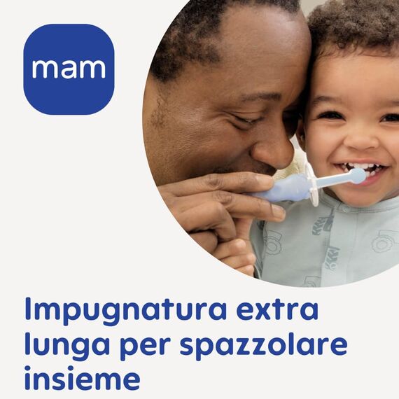 MAM Learn To Brush, Kinderzahnbürsten-Set mit langem Griff, ab 5 Monaten, Rosa